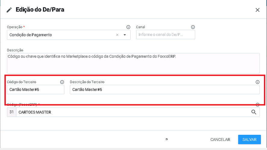 1 - Forma correta do DE e PARA das Condições de Pagamento.png